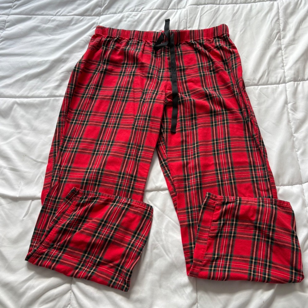 Victoria's Secret Red Plaid Pajama Pants Cotton Lounge Sleepwear Womens Large